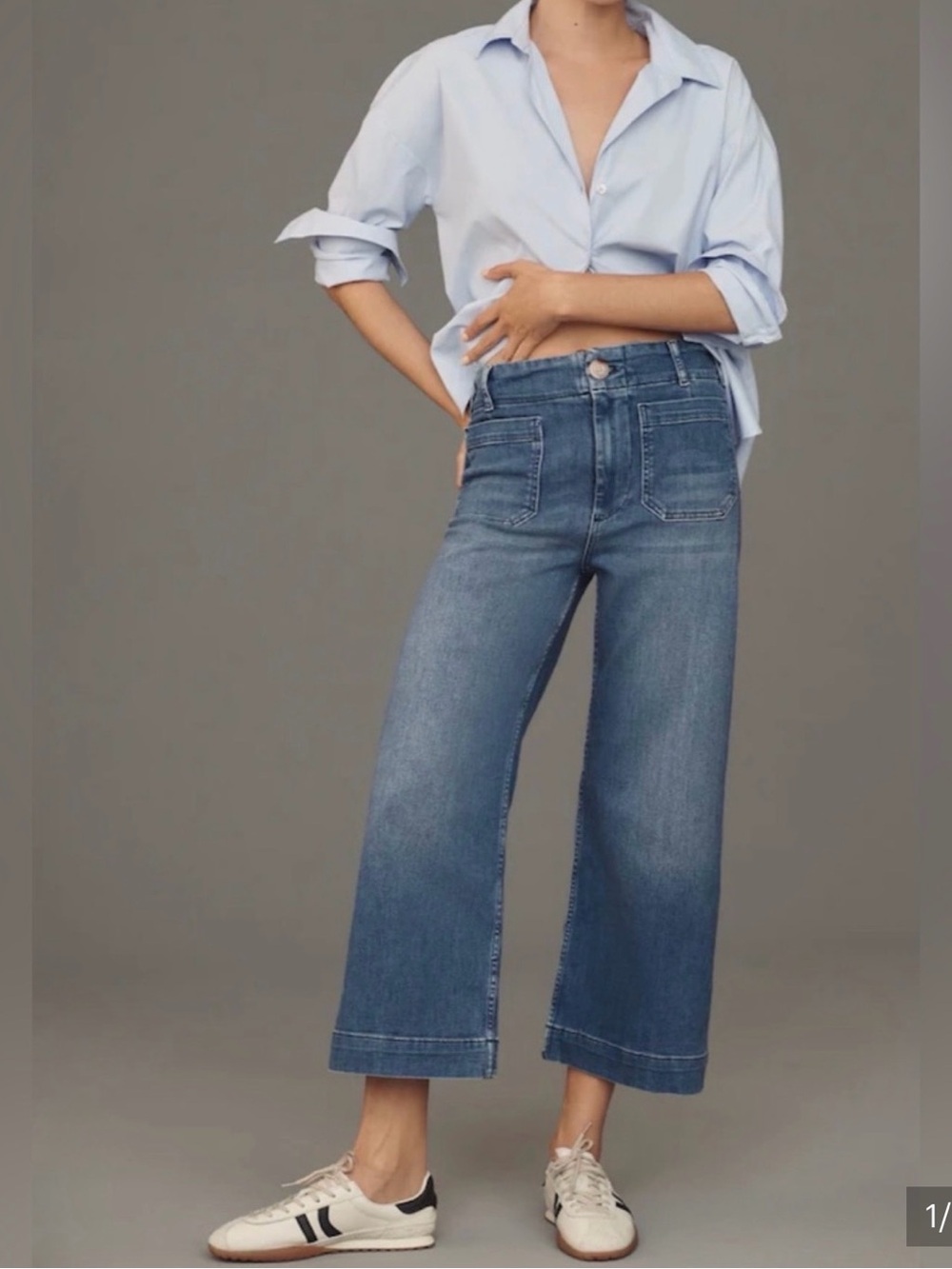 Anthropologie Maeve The Colette Jeans Size 34 Denim Stretchy Wide Leg‎ Crop